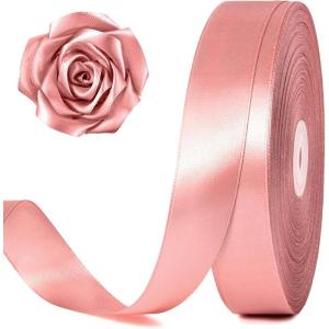 100 Yards 1 Inch Rose Gold Satin Ribbon, Solid Craft Fabric Ribbon for Christmas Gift Wrapping, Bows Making, Flower Bouquet, Wedding Party Decoration(Rose Gold)