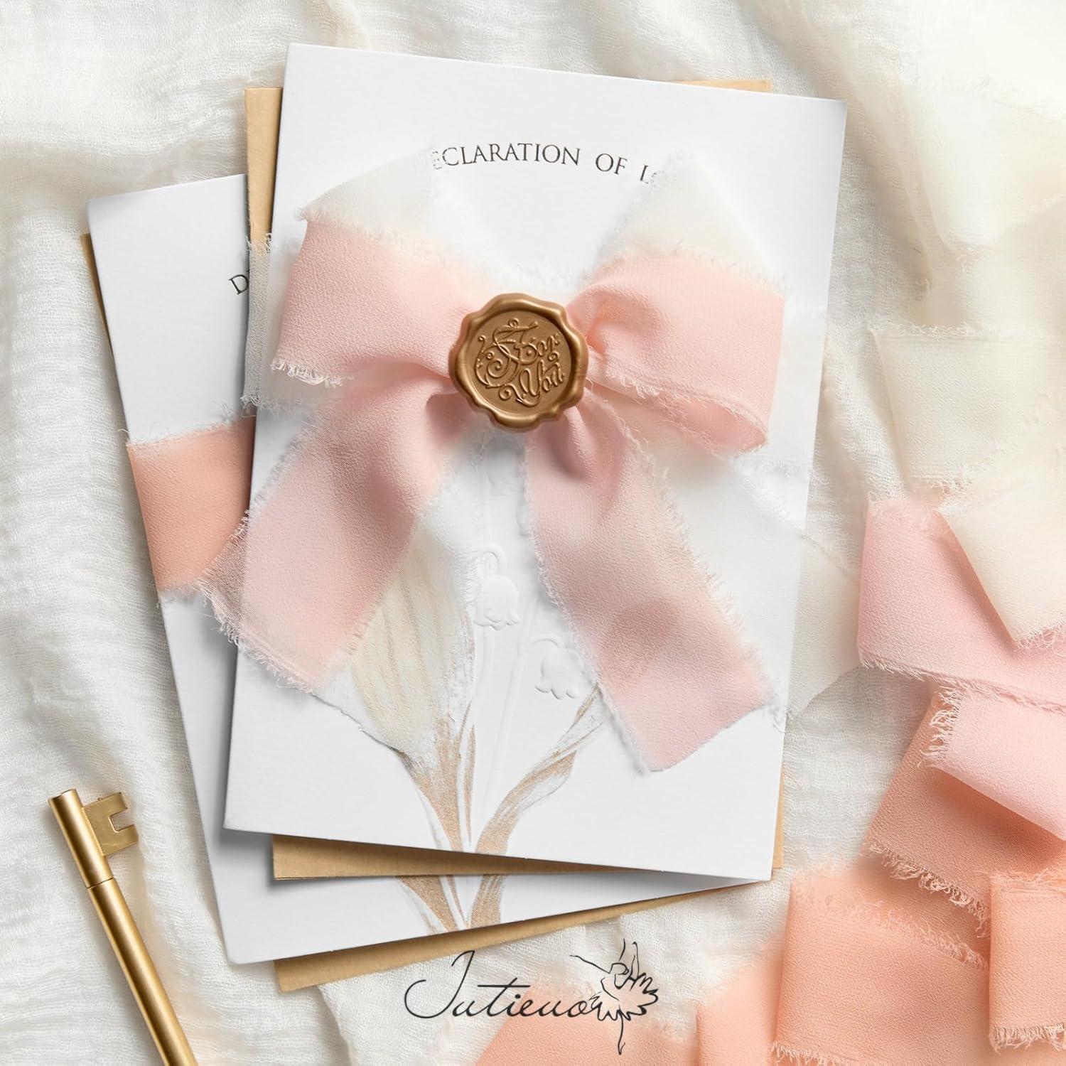 image:image9 Colors Chiffon Ribbon 1 x 27 Yds Handmade Fringe Chiffon Silk Ribbon for Gift Wrapping Wedding Invitations Bridal Bouquets Crafts Home DecorBlush PinkIvoryDusty Pink