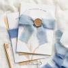 9 Colors Chiffon Ribbon 1” x 27 Yds Handmade Fringe Chiffon Silk Ribbon for Gift Wrapping Wedding Invitations Bridal Bouquets Crafts Home Decor(Dusty Blue/Off White)