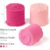 9 Colors Chiffon Ribbon 1” x 27 Yds Handmade Fringe Chiffon Silk Ribbon for Gift Wrapping Wedding Invitations Bridal Bouquets Crafts Home Decor(Hot Pink/Blush Pink/Bright Pink)