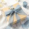 Baby Blue Chiffon Ribbon 1.5 Inch x 21 Yards Handmade Fringe Chiffon Silk Ribbon for Gift Wrapping Wedding Invitations Bridal Bouquets Crafts Home Decor(Dusty Blue)