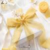 Baby Blue Chiffon Ribbon 1.5 Inch x 21 Yards Handmade Fringe Chiffon Silk Ribbon for Gift Wrapping Wedding Invitations Bridal Bouquets Crafts Home Decor(Cream Yellow)