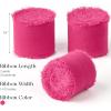 Baby Blue Chiffon Ribbon 1.5 Inch x 21 Yards Handmade Fringe Chiffon Silk Ribbon for Gift Wrapping Wedding Invitations Bridal Bouquets Crafts Home Decor(Hot Pink)
