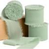 Baby Blue Chiffon Ribbon 1.5 Inch x 21 Yards Handmade Fringe Chiffon Silk Ribbon for Gift Wrapping Wedding Invitations Bridal Bouquets Crafts Home Decor(Sage Green)