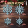 36Pcs Blue Glitter Snowflake Decorations Christmas Ornaments, Hanging Plastic Snow Flakes Ornaments with Silver Rope for Christmas Tree Decorations, Winter Wonderland Party Supplies(Blue)