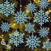 36Pcs Blue Glitter Snowflake Decorations Christmas Ornaments, Hanging Plastic Snow Flakes Ornaments with Silver Rope for Christmas Tree Decorations, Winter Wonderland Party Supplies(Blue)