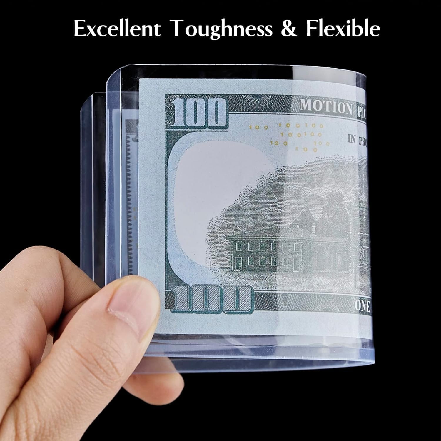 image:image50 Pack Dollar Bill Sleeves Clear PVC Currency Holders Transparent Bill Display Protectors for Regular Bills Cash Money Banknotes and Stamps 68 x 29 Inch