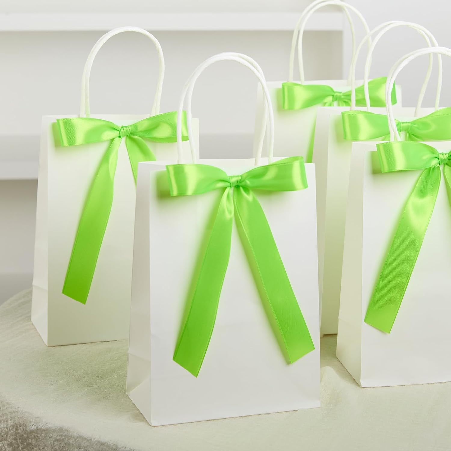 image:image100 Yards 1 Inch Apple Green Satin Ribbon Solid Fabric Ribbon Roll for Flower Bouquet Gift Wrapping Roses Making Handmade CraftsApple Green