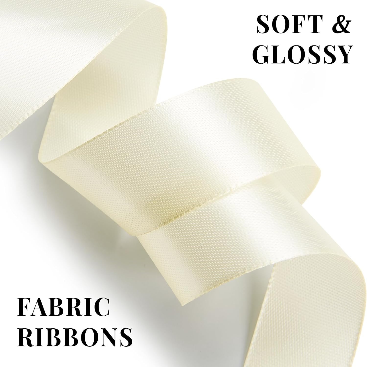 image:image100 Yards 1 Inch Apple Green Satin Ribbon Solid Fabric Ribbon Roll for Flower Bouquet Gift Wrapping Roses Making Handmade CraftsIvory