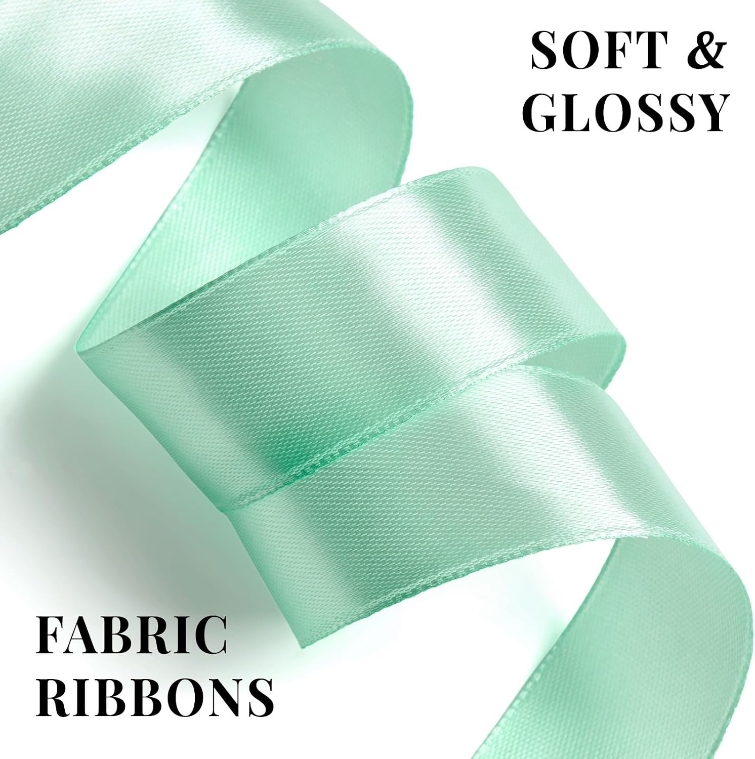 image:image100 Yards 1 Inch Apple Green Satin Ribbon Solid Fabric Ribbon Roll for Flower Bouquet Gift Wrapping Roses Making Handmade CraftsMint Green