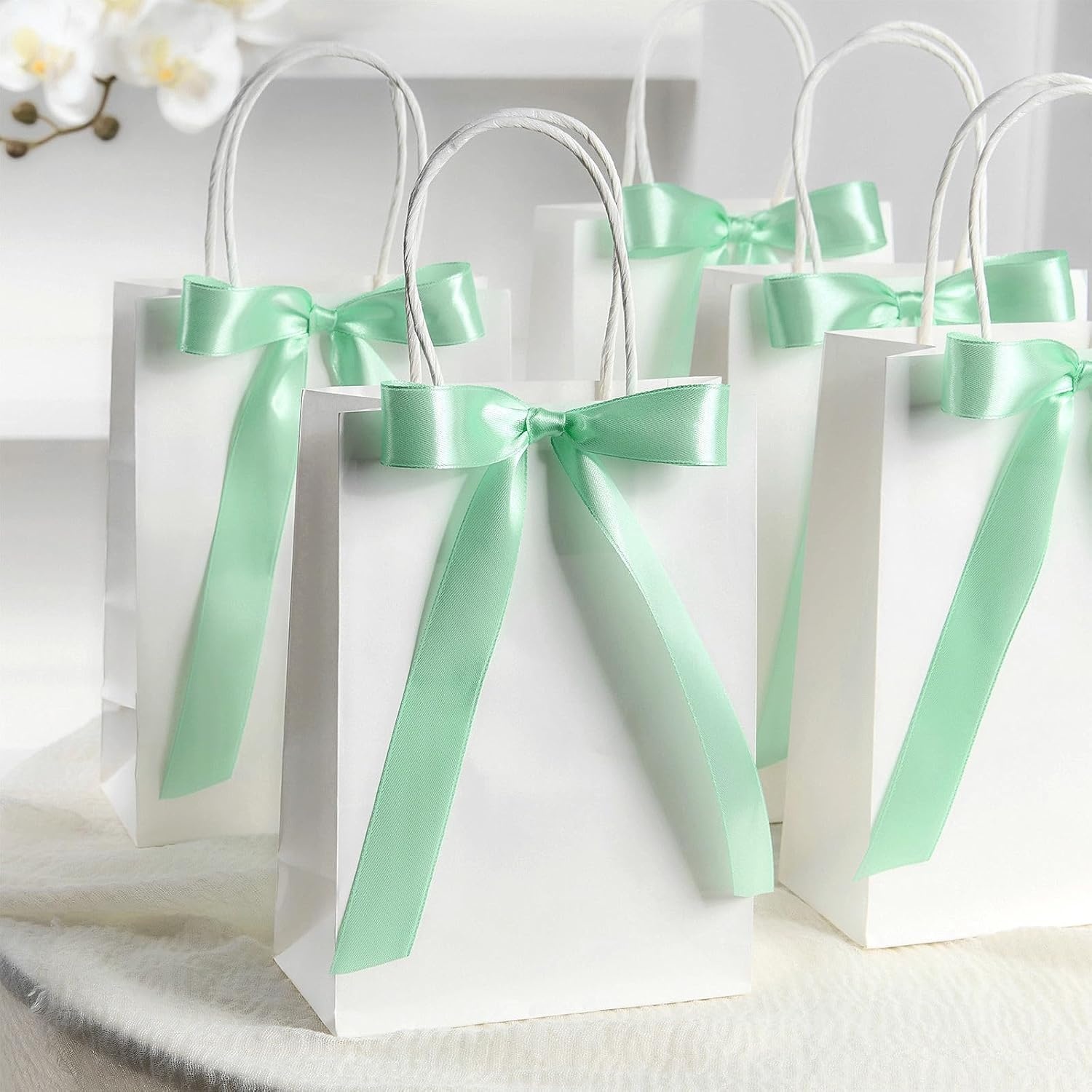 image:image100 Yards 1 Inch Apple Green Satin Ribbon Solid Fabric Ribbon Roll for Flower Bouquet Gift Wrapping Roses Making Handmade CraftsMint Green