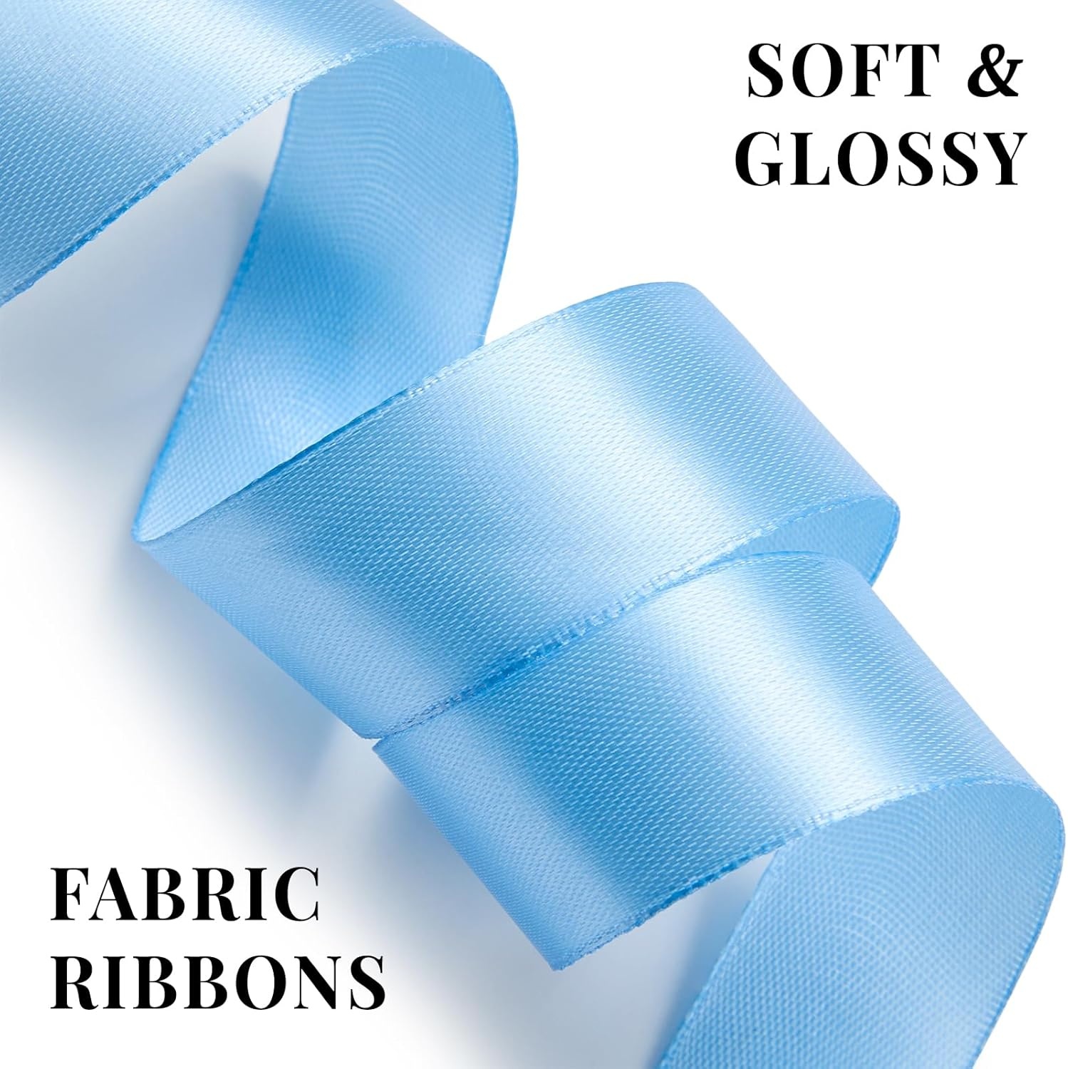 image:image100 Yards 1 Inch Apple Green Satin Ribbon Solid Fabric Ribbon Roll for Flower Bouquet Gift Wrapping Roses Making Handmade CraftsSky Blue