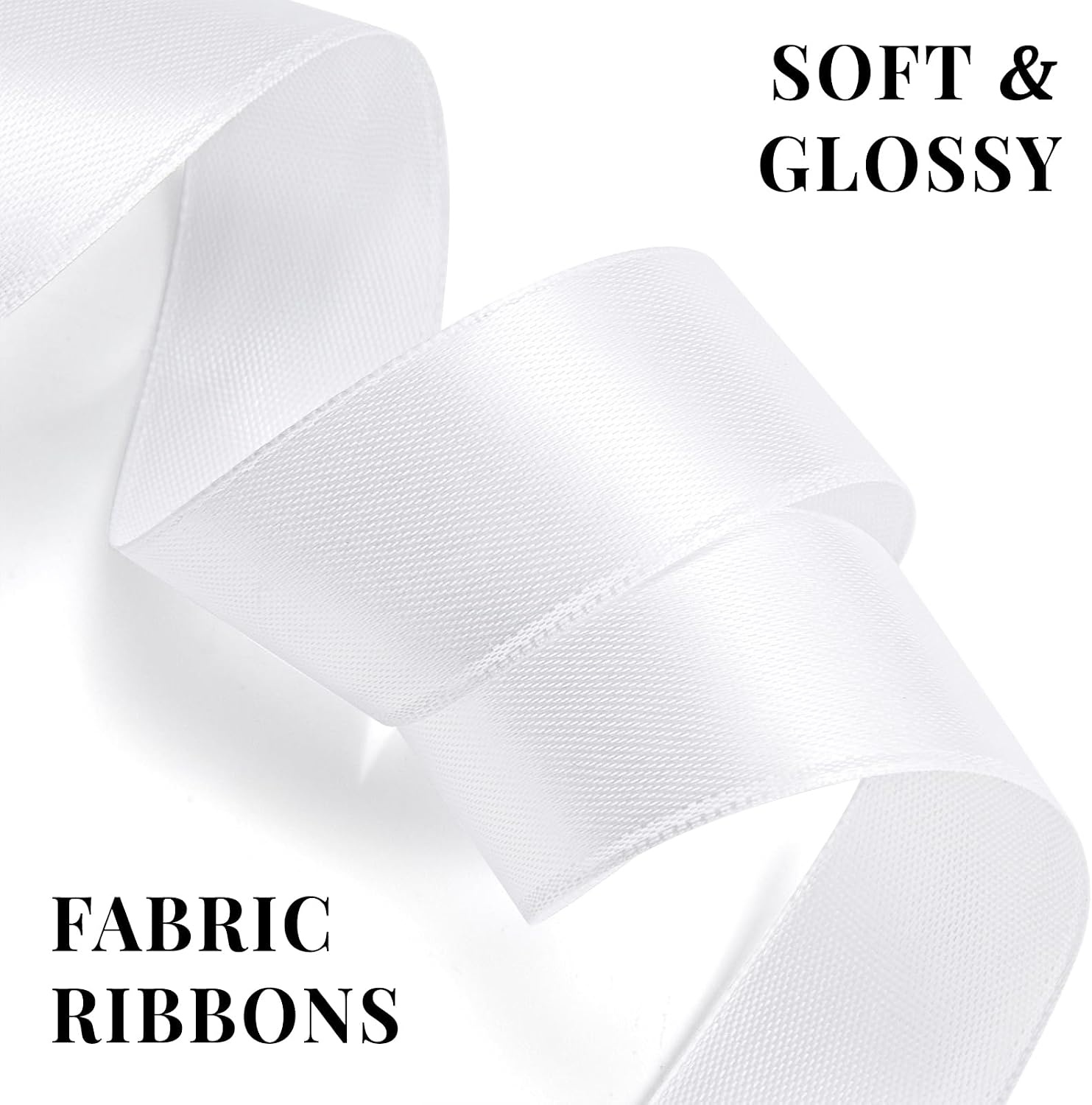 image:image100 Yards 1 Inch Apple Green Satin Ribbon Solid Fabric Ribbon Roll for Flower Bouquet Gift Wrapping Roses Making Handmade CraftsWhite