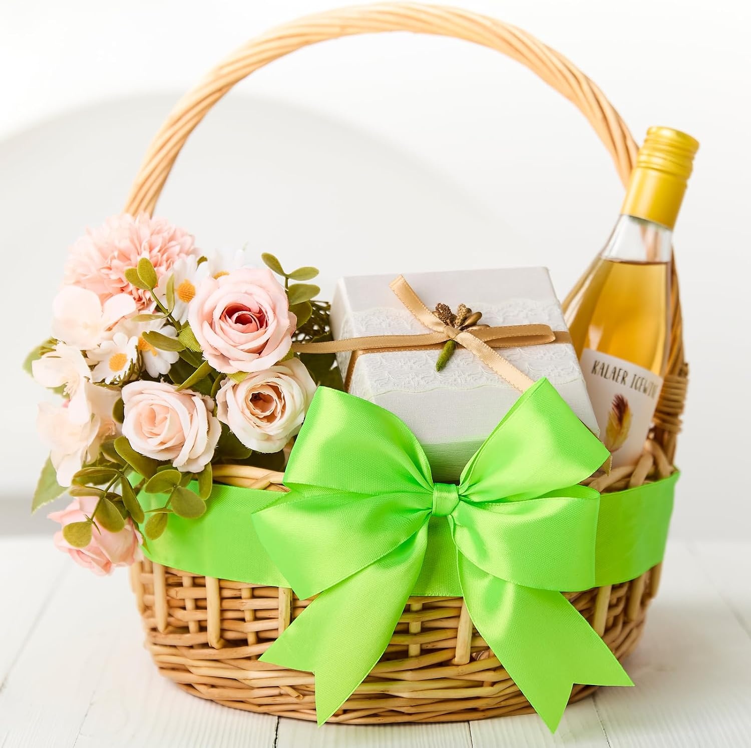 image:image112 Inch 100 Yards Apple Green Satin Ribbon Solid Fabric Ribbon Roll for Flower Bouquet Gift Wrapping Roses Making Handmade CraftsApple Green