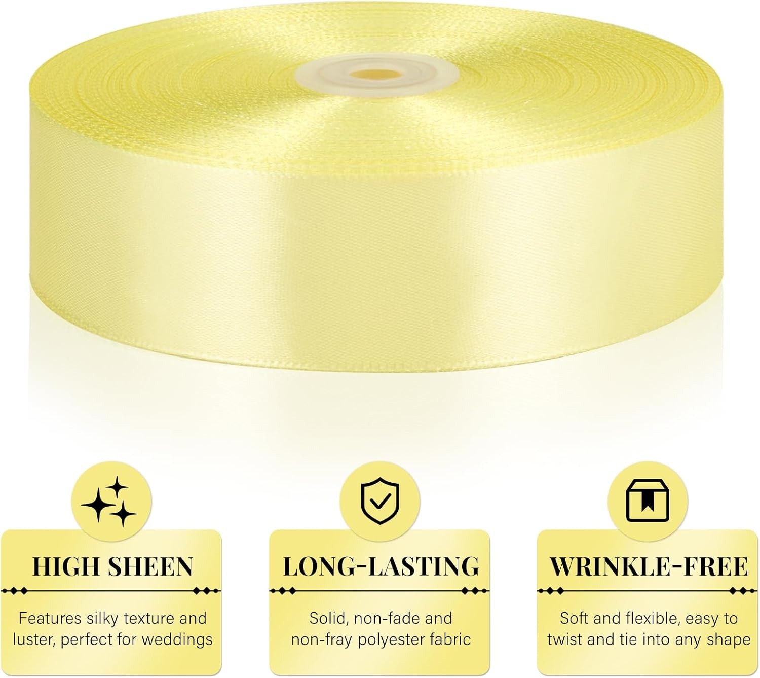 image:image112 Inch 100 Yards Apple Green Satin Ribbon Solid Fabric Ribbon Roll for Flower Bouquet Gift Wrapping Roses Making Handmade CraftsBaby Maize