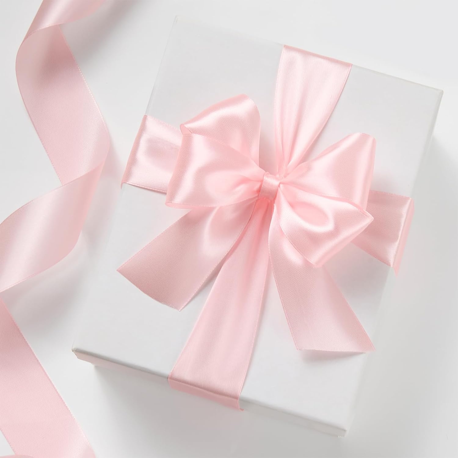 image:image112 Inch 100 Yards Apple Green Satin Ribbon Solid Fabric Ribbon Roll for Flower Bouquet Gift Wrapping Roses Making Handmade CraftsBaby Pink