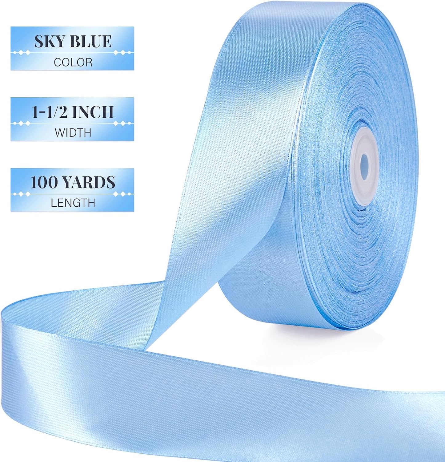 image:image112 Inch 100 Yards Apple Green Satin Ribbon Solid Fabric Ribbon Roll for Flower Bouquet Gift Wrapping Roses Making Handmade CraftsBlue