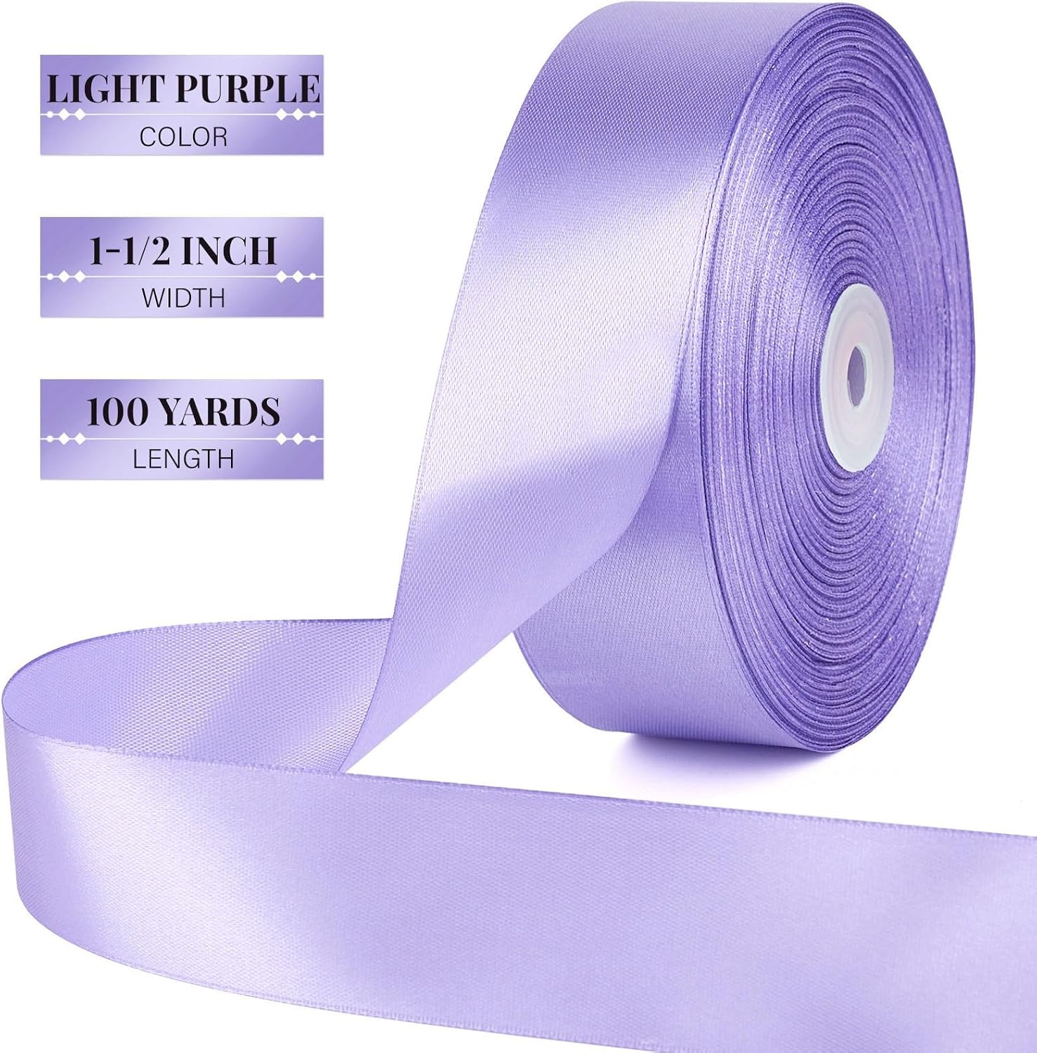 image:image112 Inch 100 Yards Apple Green Satin Ribbon Solid Fabric Ribbon Roll for Flower Bouquet Gift Wrapping Roses Making Handmade CraftsLavender