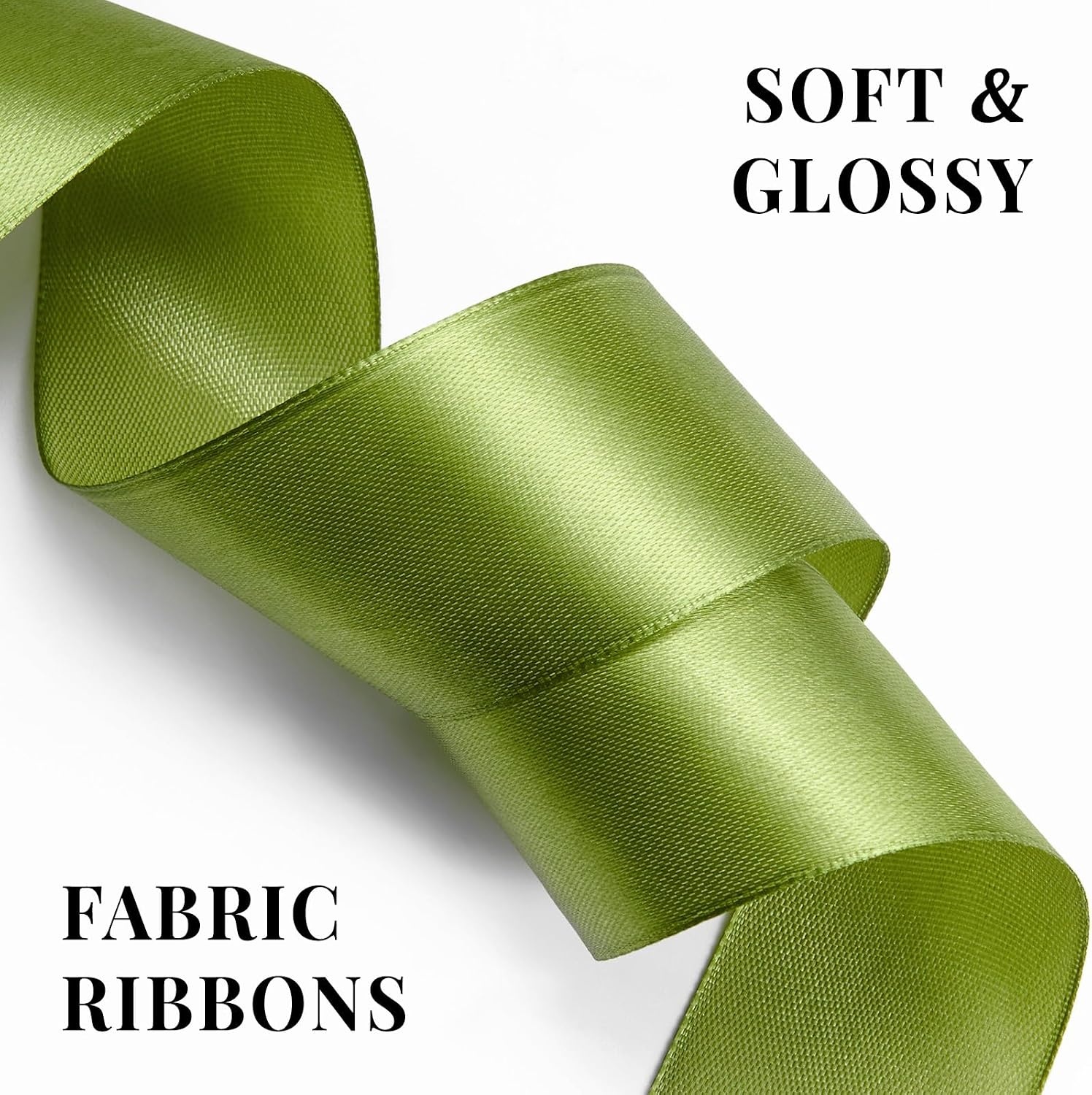 image:image112 Inch 100 Yards Apple Green Satin Ribbon Solid Fabric Ribbon Roll for Flower Bouquet Gift Wrapping Roses Making Handmade CraftsMoss Green