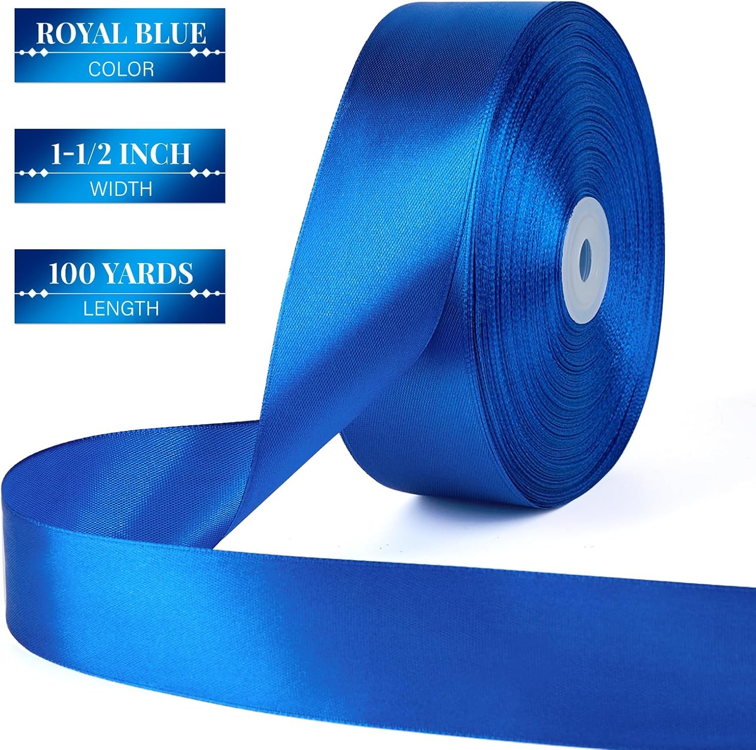image:image112 Inch 100 Yards Apple Green Satin Ribbon Solid Fabric Ribbon Roll for Flower Bouquet Gift Wrapping Roses Making Handmade CraftsRoyal Blue