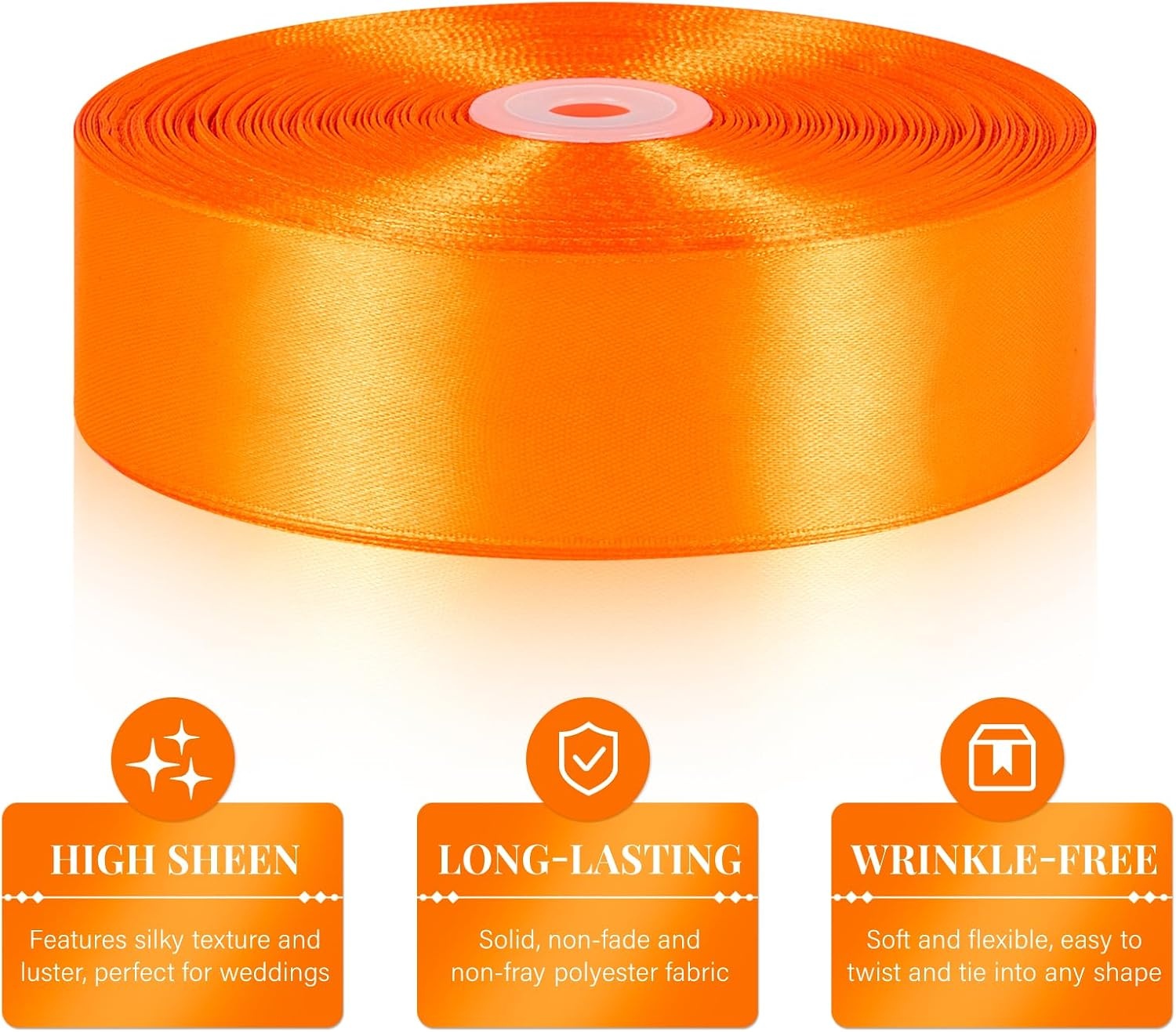 image:image112 Inch 100 Yards Apple Green Satin Ribbon Solid Fabric Ribbon Roll for Flower Bouquet Gift Wrapping Roses Making Handmade CraftsTorrid Orange