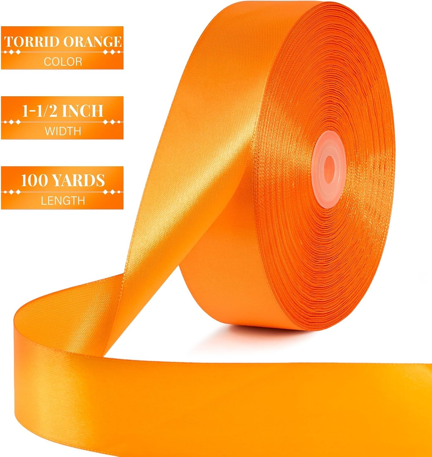 image:image112 Inch 100 Yards Apple Green Satin Ribbon Solid Fabric Ribbon Roll for Flower Bouquet Gift Wrapping Roses Making Handmade CraftsTorrid Orange