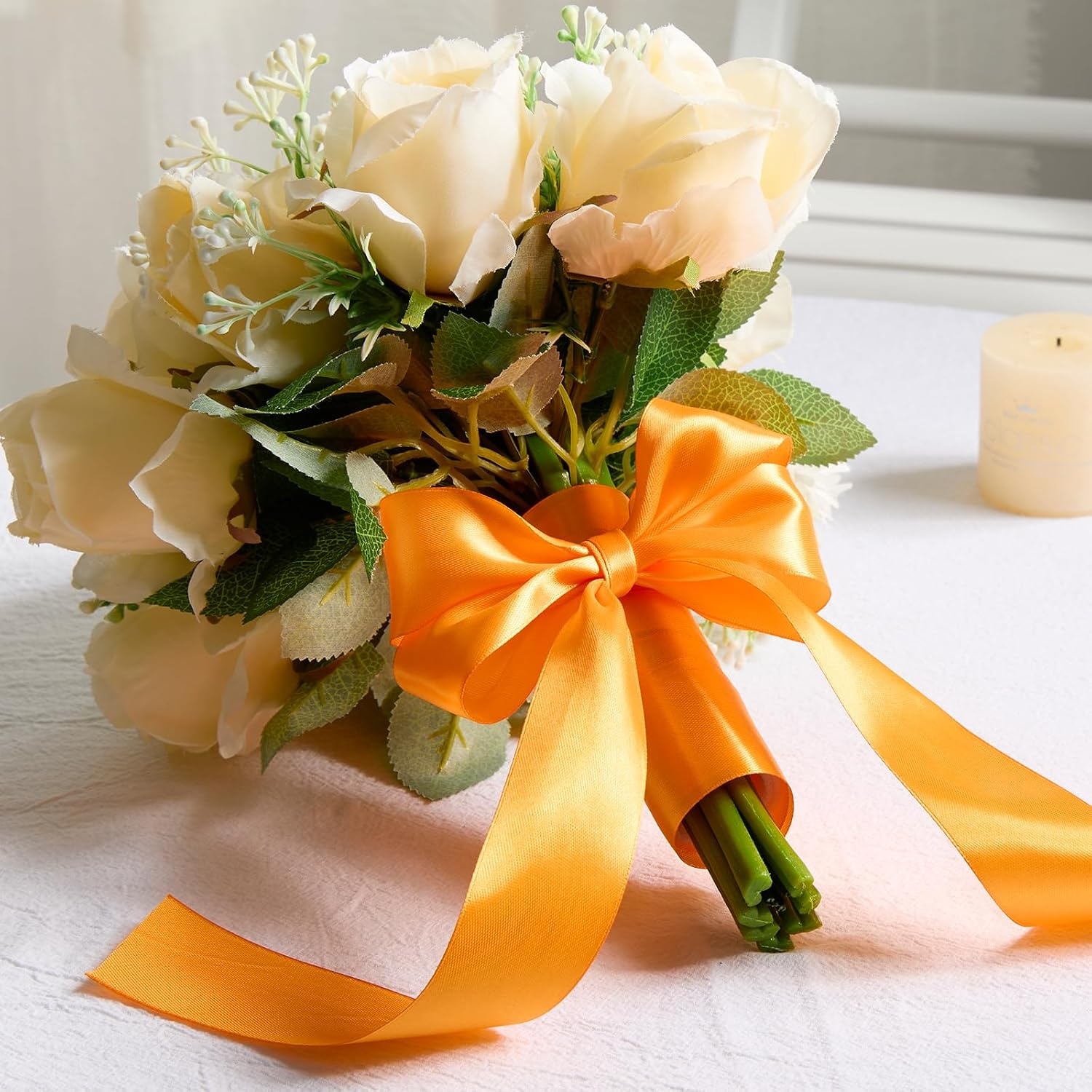 image:image112 Inch 100 Yards Apple Green Satin Ribbon Solid Fabric Ribbon Roll for Flower Bouquet Gift Wrapping Roses Making Handmade CraftsTorrid Orange