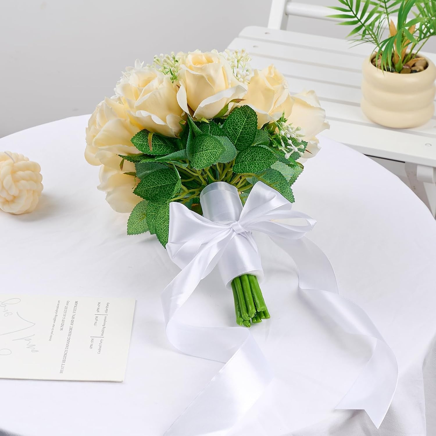 image:image112 Inch 100 Yards Apple Green Satin Ribbon Solid Fabric Ribbon Roll for Flower Bouquet Gift Wrapping Roses Making Handmade CraftsWhite