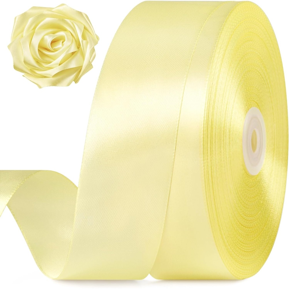 image:image112 Inch 100 Yards Apple Green Satin Ribbon Solid Fabric Ribbon Roll for Flower Bouquet Gift Wrapping Roses Making Handmade CraftsBaby Maize